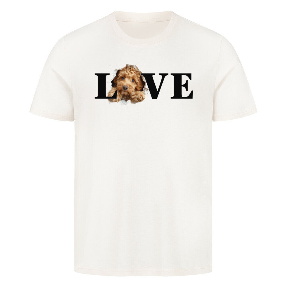 Premium T-Shirt "Golden Doodle LOVE" Natural Raw – hunde-shirt.de