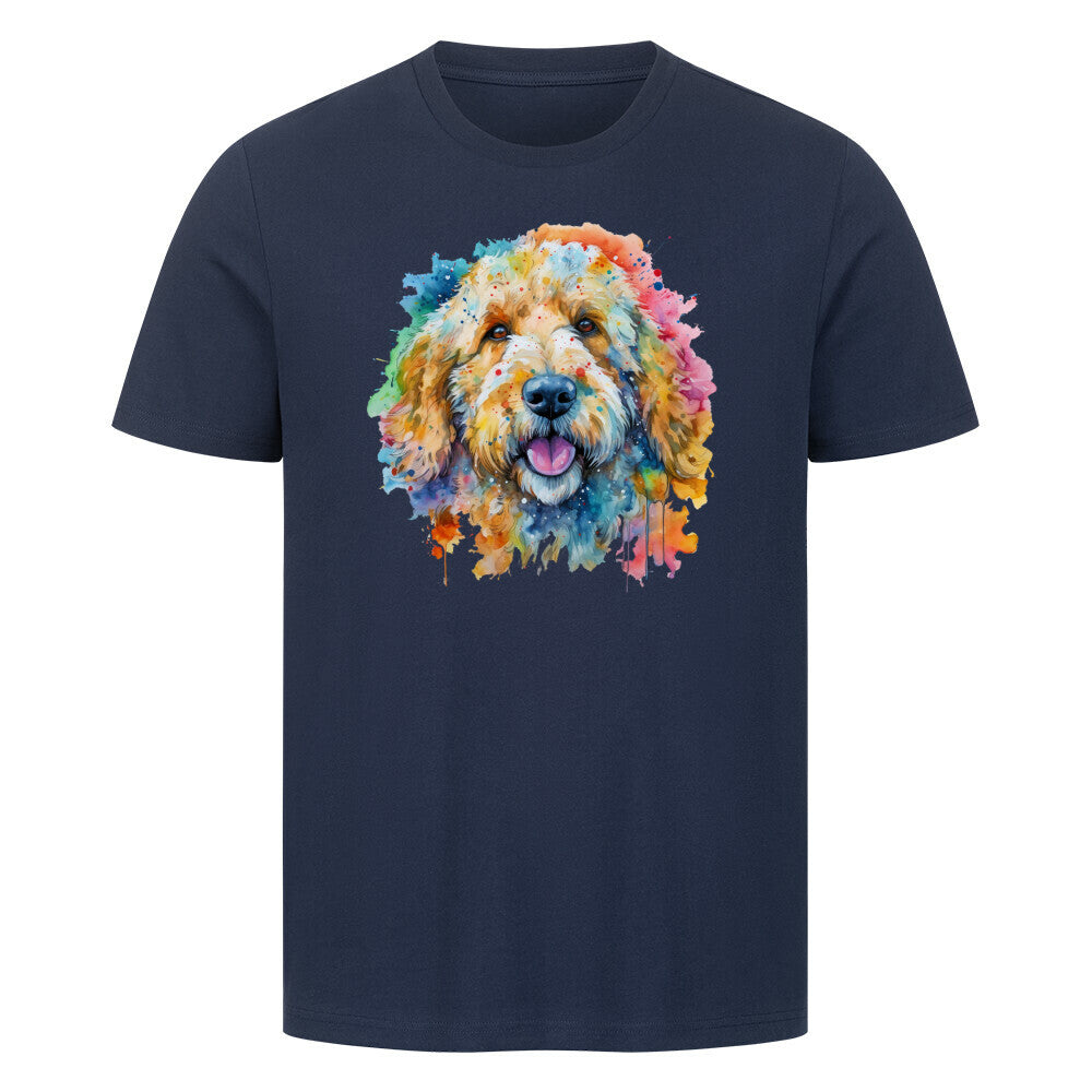 Premium T-Shirt "Golden Doodle Paint" French Navy – hunde-shirt.de