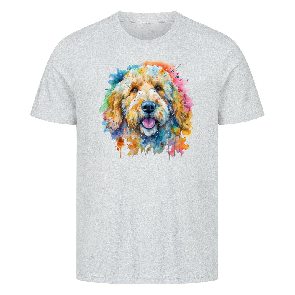 Premium T-Shirt "Golden Doodle Paint" Heather Grey – hunde-shirt.de