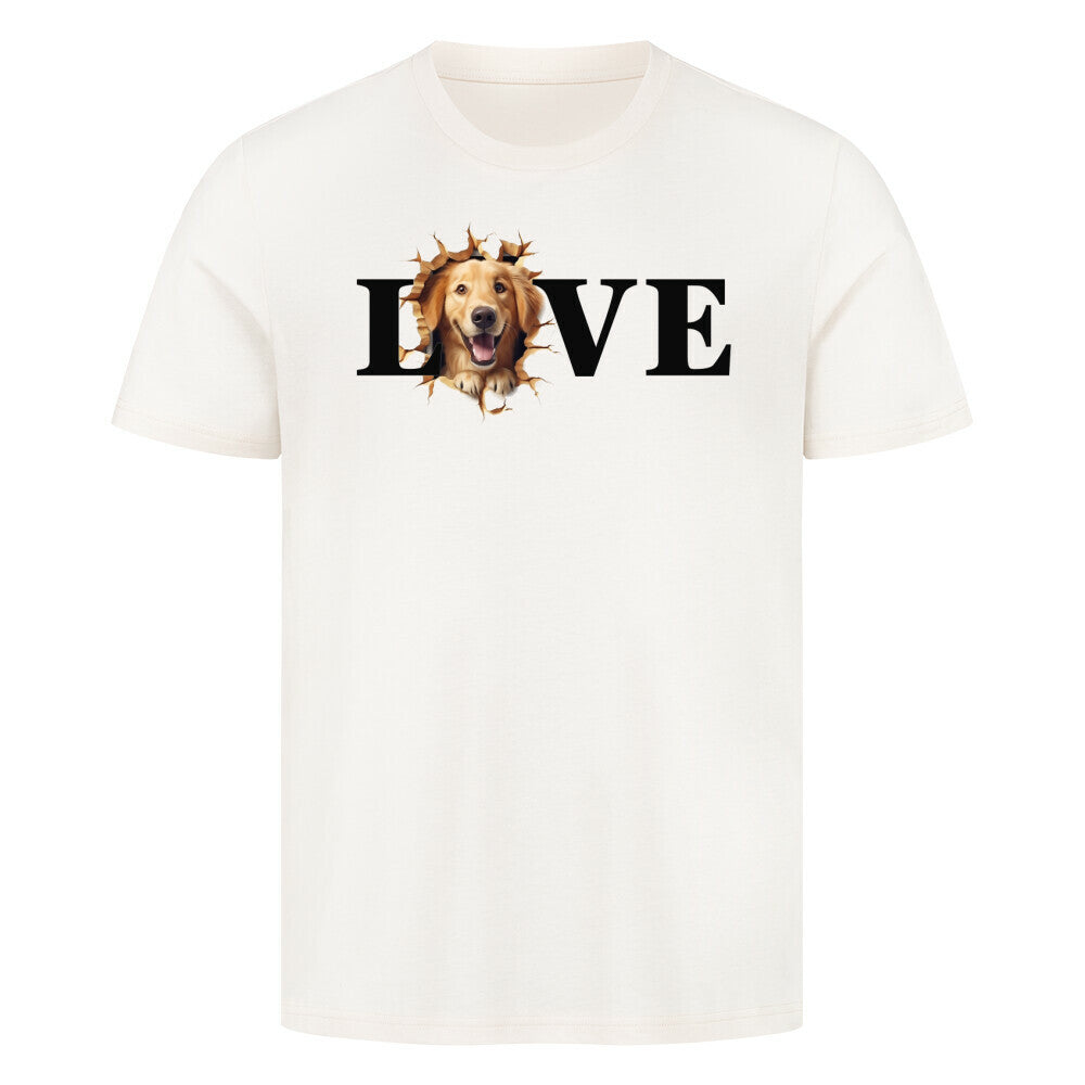 Premium T-Shirt "Golden Retriever hell LOVE" Natural Raw – hunde-shirt.de