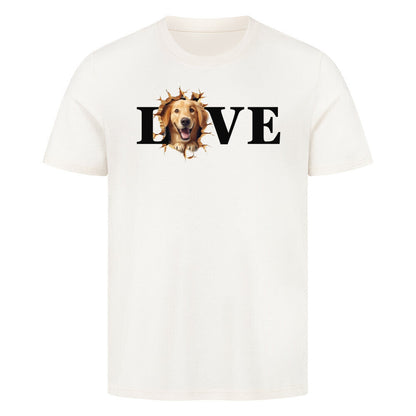 Premium T-Shirt "Golden Retriever hell LOVE" Natural Raw – hunde-shirt.de