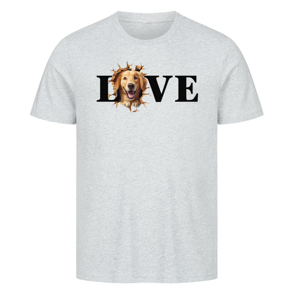 Premium T-Shirt "Golden Retriever hell LOVE" Heather Grey – hunde-shirt.de