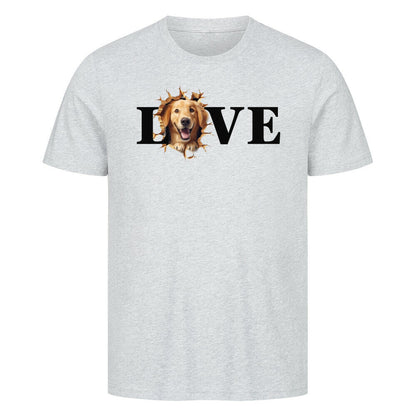 Premium T-Shirt "Golden Retriever hell LOVE" Heather Grey – hunde-shirt.de