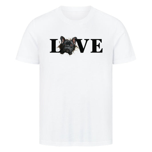 Premium T-Shirt "Frenchie schwarz LOVE" Weiß – hunde-shirt.de