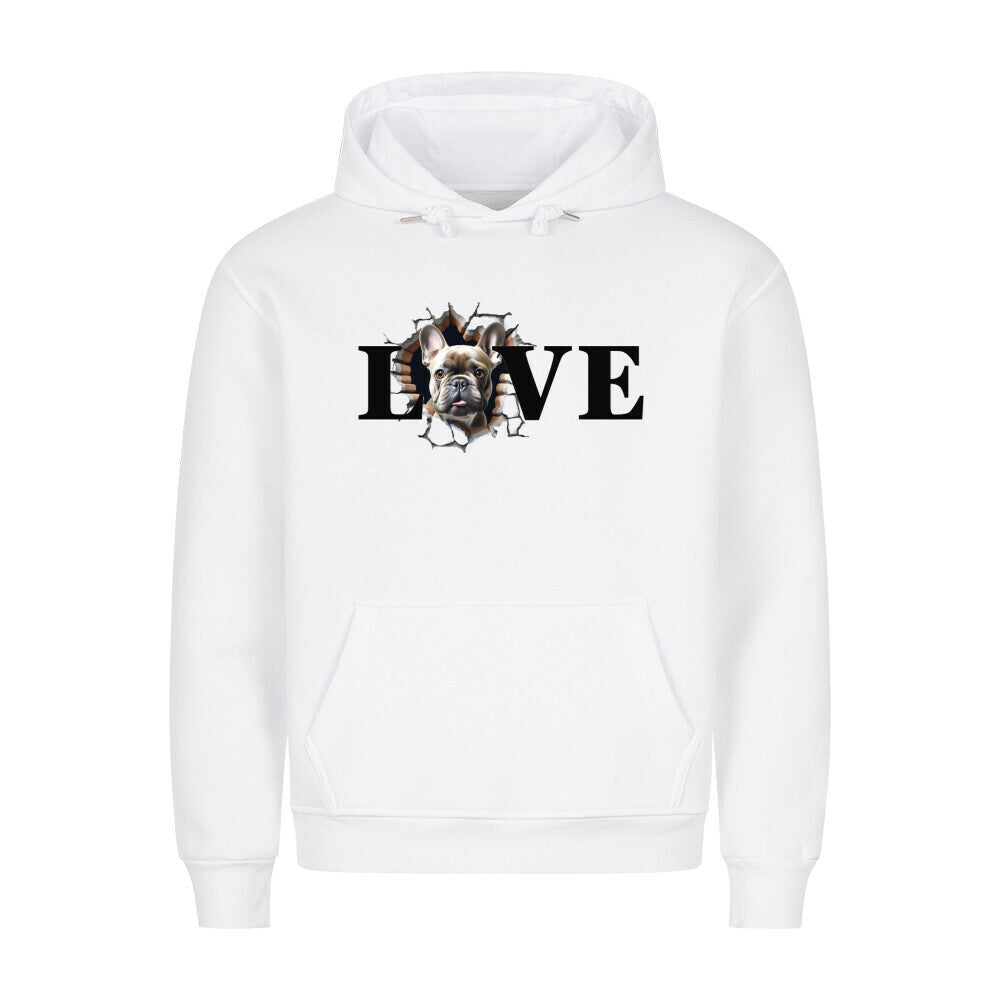 Premium Hoodie "Frenchie grau LOVE" Weiß – hunde-shirt.de