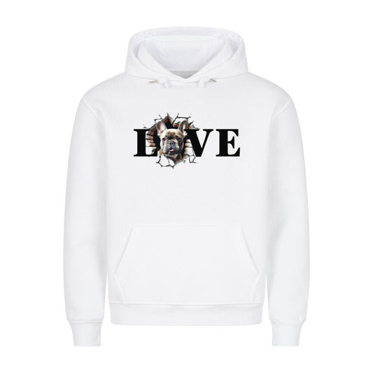 Premium Hoodie "Frenchie grau LOVE" Weiß – hunde-shirt.de