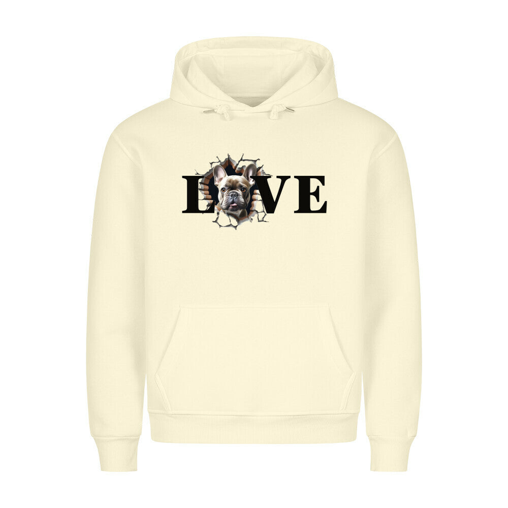 Premium Hoodie "Frenchie grau LOVE" Beige – hunde-shirt.de