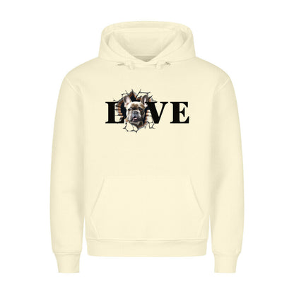 Premium Hoodie "Frenchie grau LOVE" Beige – hunde-shirt.de