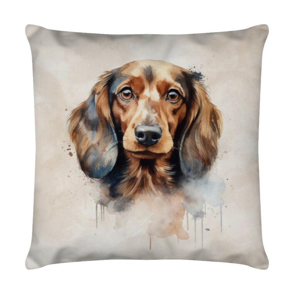 Kissen "Dackel Langhaar" Weiß – hunde-shirt.de