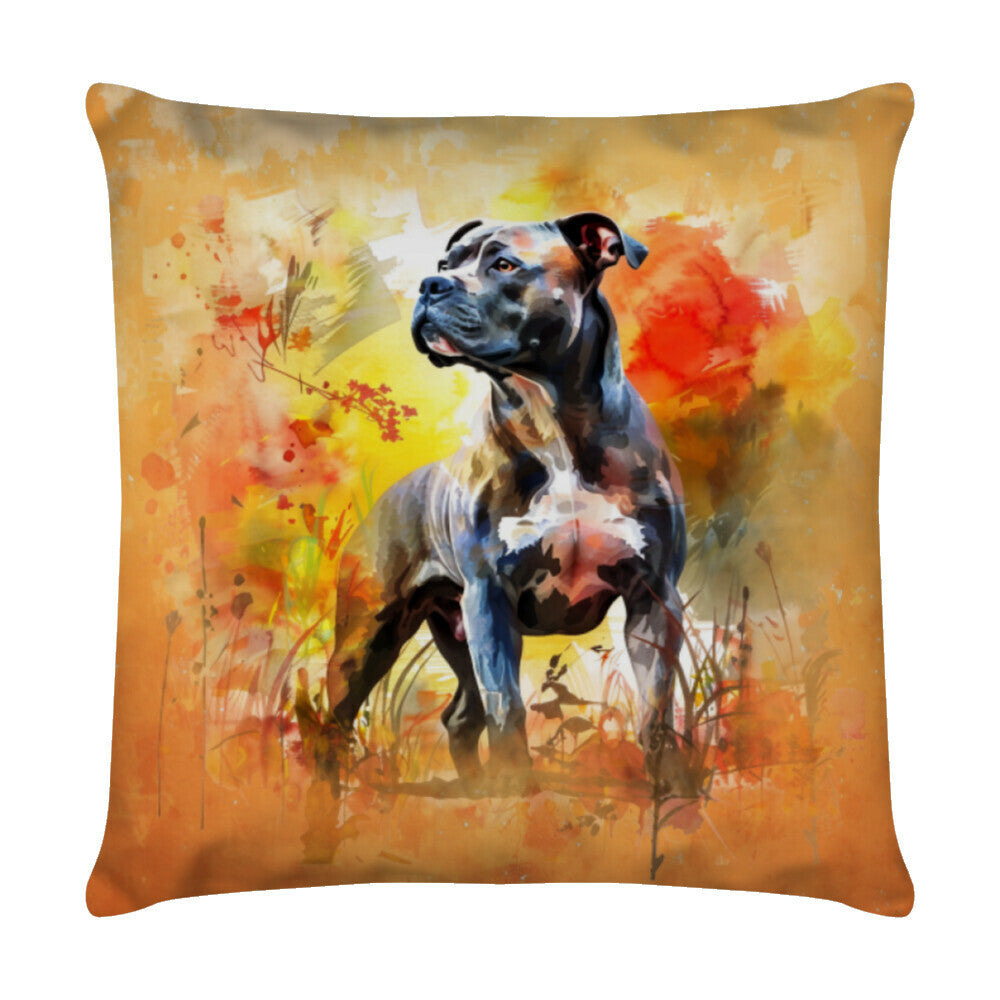 Kissen "Pit Bull Prachtkerl" Weiß – hunde-shirt.de