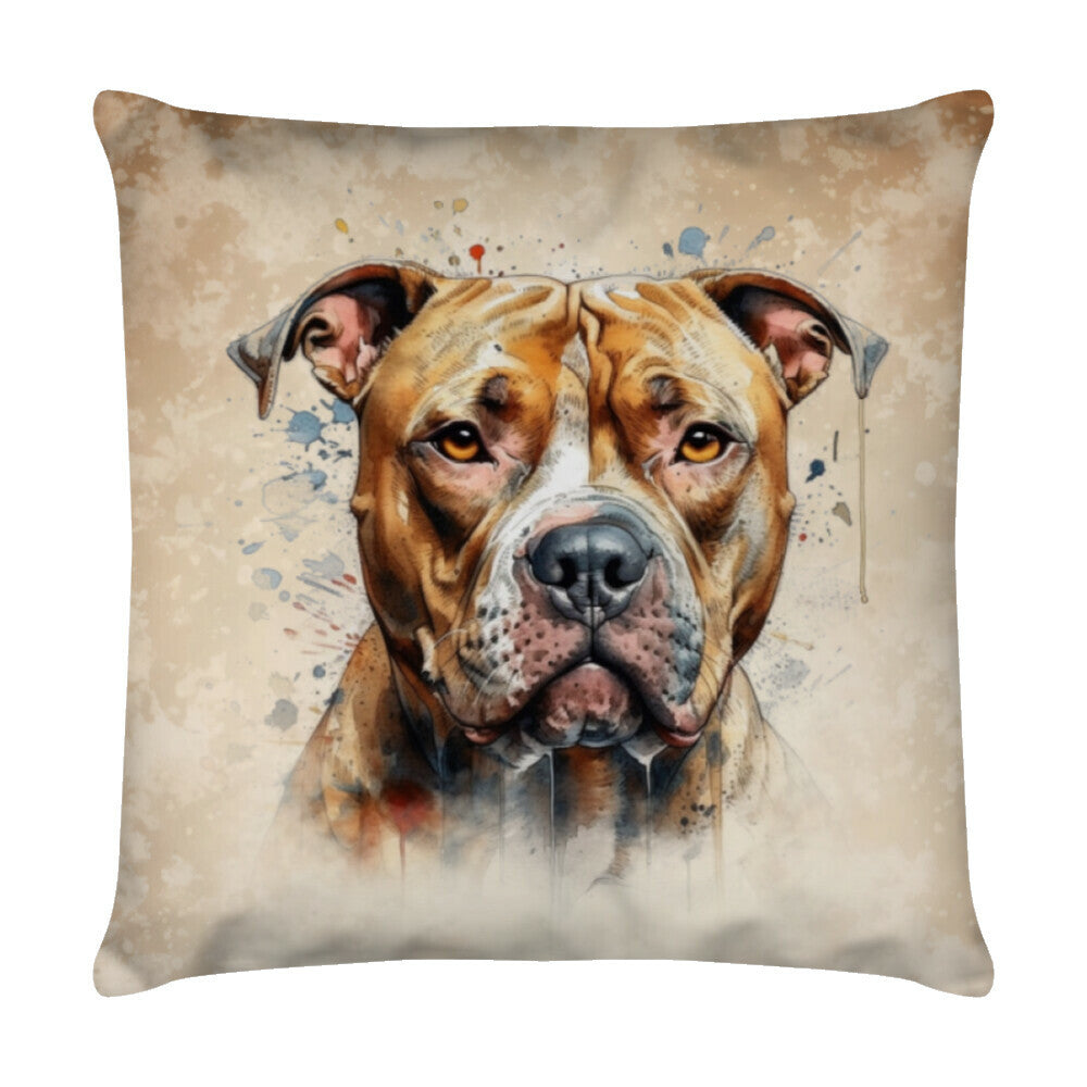 Kissen "Pit Bull Beige" Weiß – hunde-shirt.de