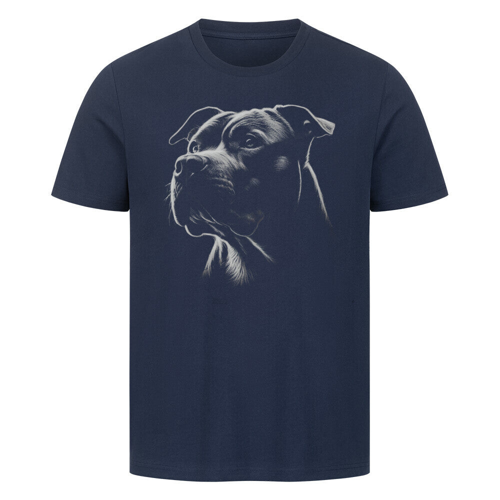 Premium T-Shirt "Pit Bull WHITE" French Navy – hunde-shirt.de