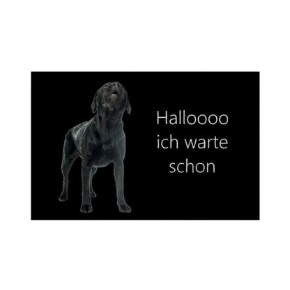 Fußmatte "Labrador - Halloooo ich warte schon" Weiß – hunde-shirt.de