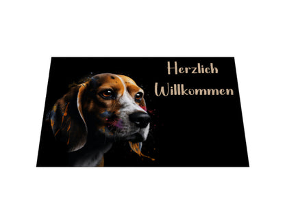Fußmatte "Beagle - Herzlich Willkommen Paint" – hunde-shirt.de