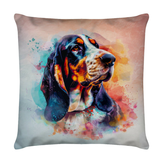 Kissen "Basset - Color" Weiß – hunde-shirt.de