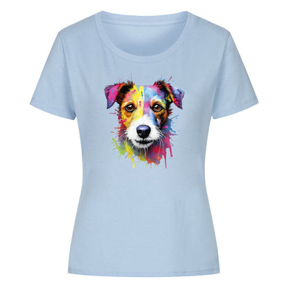 Premium Organic Damen-Shirt "Jack Russell Paint" Sky Blue – hunde-shirt.de