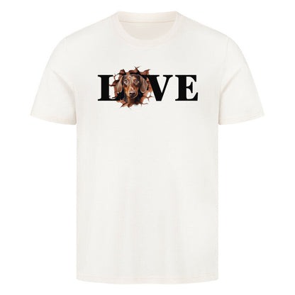 Premium T-Shirt "Dackel ( braun ) LOVE" Natural Raw – hunde-shirt.de