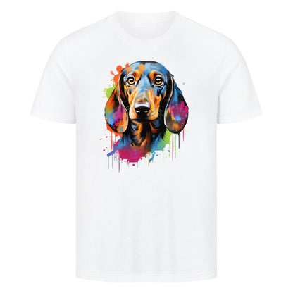 Premium T-Shirt "Dackel Paint" Weiß – hunde-shirt.de