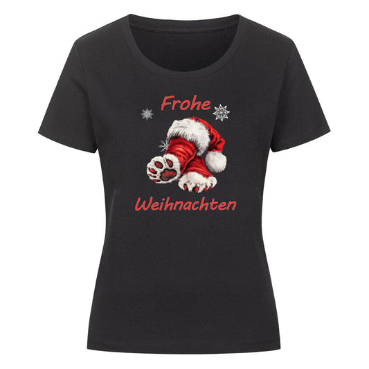 Premium Organic Damen-Shirt "Pfoten Weihnachten" Schwarz – hunde-shirt.de