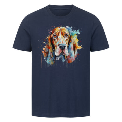 Premium T-Shirt "Basset Paint 2" French Navy – hunde-shirt.de