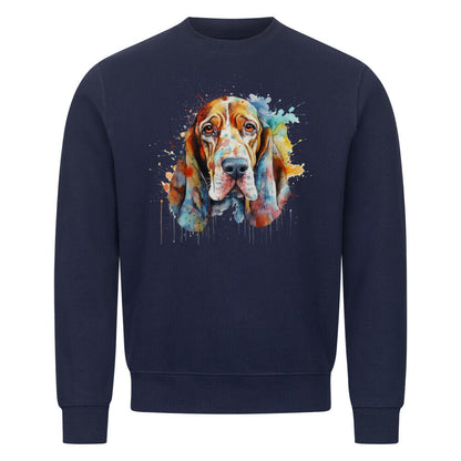 Premium Sweatshirt "Basset Paint 2" Navy Blue – hunde-shirt.de