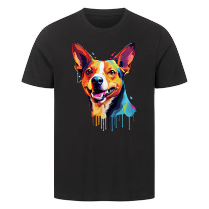 Premium T-Shirt "Basenji Paint" Schwarz – hunde-shirt.de