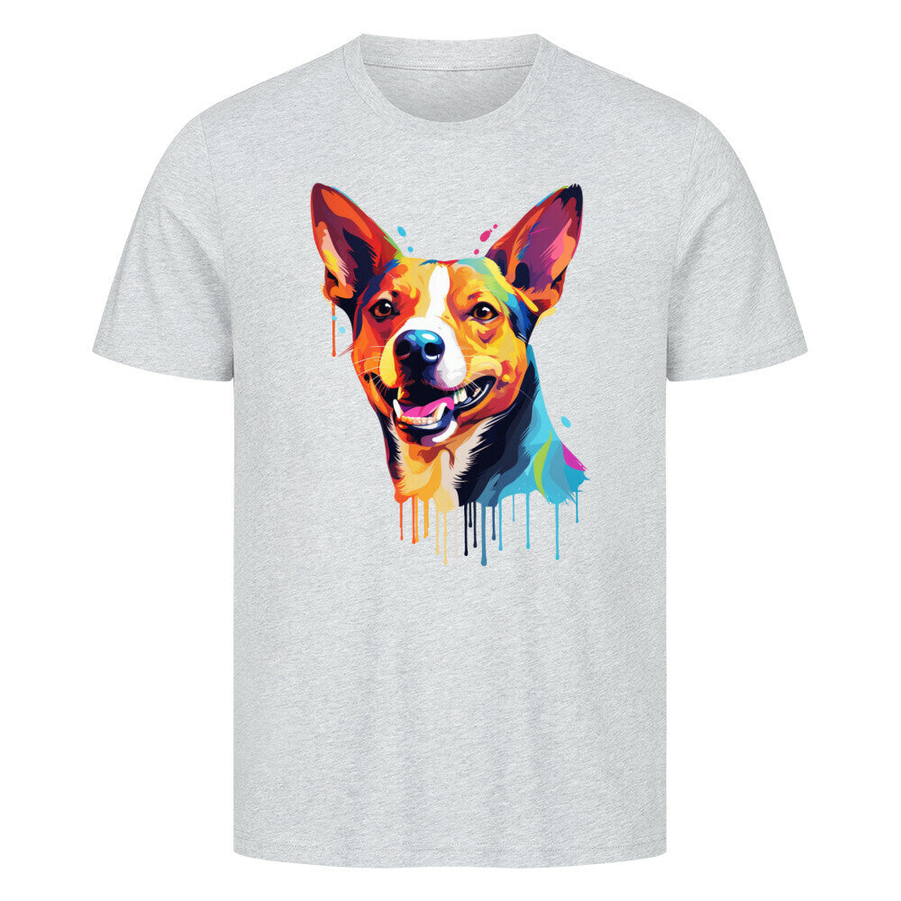 Premium T-Shirt "Basenji Paint" Heather Grey – hunde-shirt.de