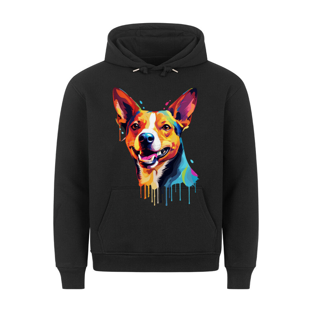 Premium Hoodie "Basenji Paint" Schwarz – hunde-shirt.de