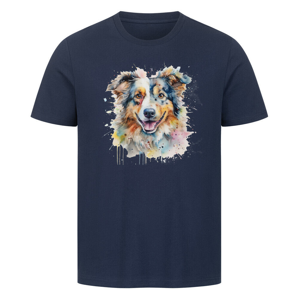 Premium T-Shirt "Australian Shepherd Splash" French Navy – hunde-shirt.de