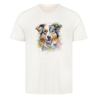 Premium T-Shirt "Australian Shepherd Splash" Natural Raw – hunde-shirt.de