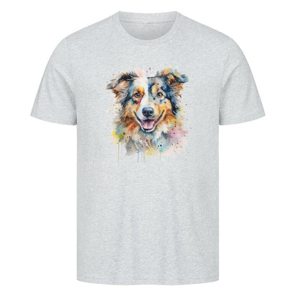 Premium T-Shirt "Australian Shepherd Splash" Heather Grey – hunde-shirt.de