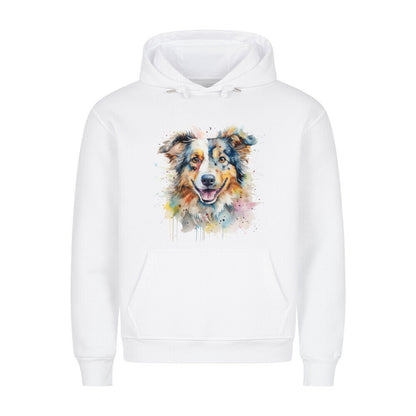 Premium Hoodie "Australian Shepherd Splash" Weiß – hunde-shirt.de