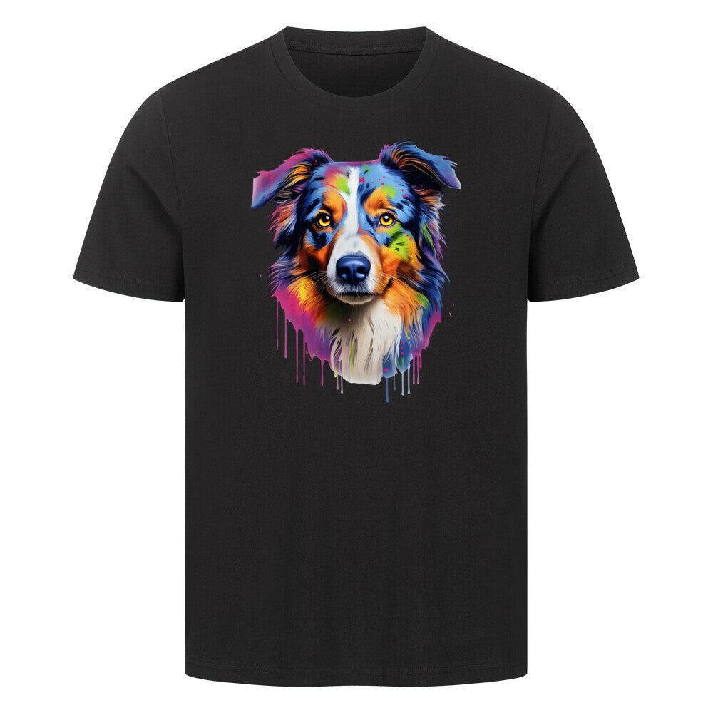 Premium T-Shirt "Australian Shepherd Paint" Schwarz – hunde-shirt.de