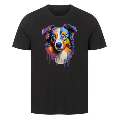 Premium T-Shirt "Australian Shepherd Paint" Schwarz – hunde-shirt.de