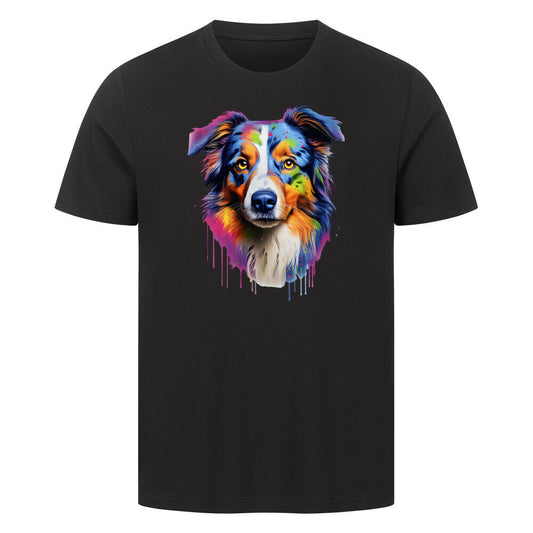 Premium T-Shirt "Australian Shepherd Paint" Schwarz – hunde-shirt.de