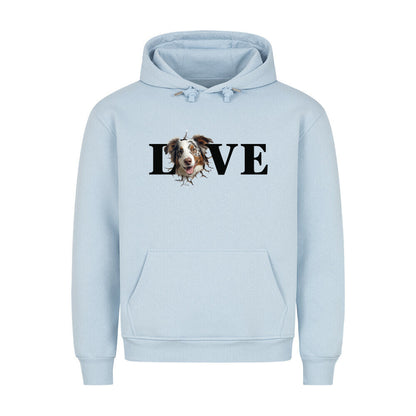 Premium Hoodie "Australian Shepherd LOVE" Babyblau – hunde-shirt.de