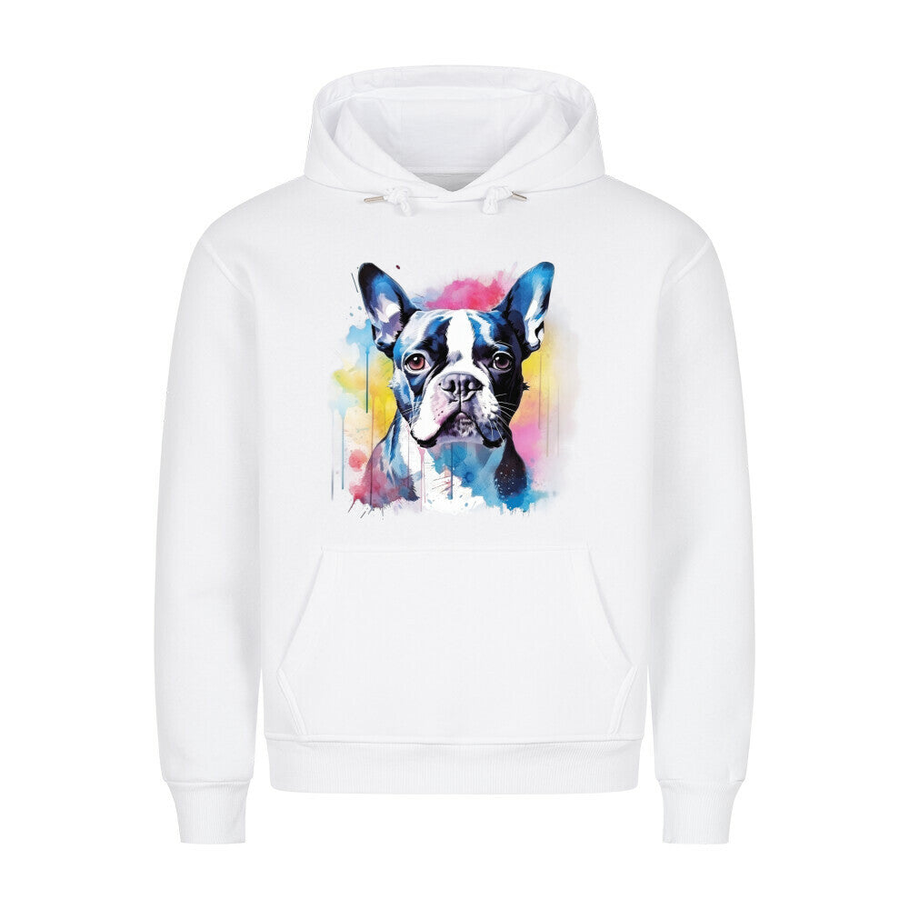 Premium Hoodie "Boston Terrier Splash" Weiß – hunde-shirt.de