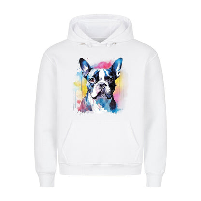 Premium Hoodie "Boston Terrier Splash" Weiß – hunde-shirt.de
