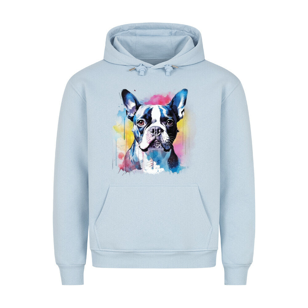 Premium Hoodie "Boston Terrier Splash" Babyblau – hunde-shirt.de