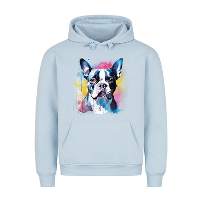 Premium Hoodie "Boston Terrier Splash" Babyblau – hunde-shirt.de