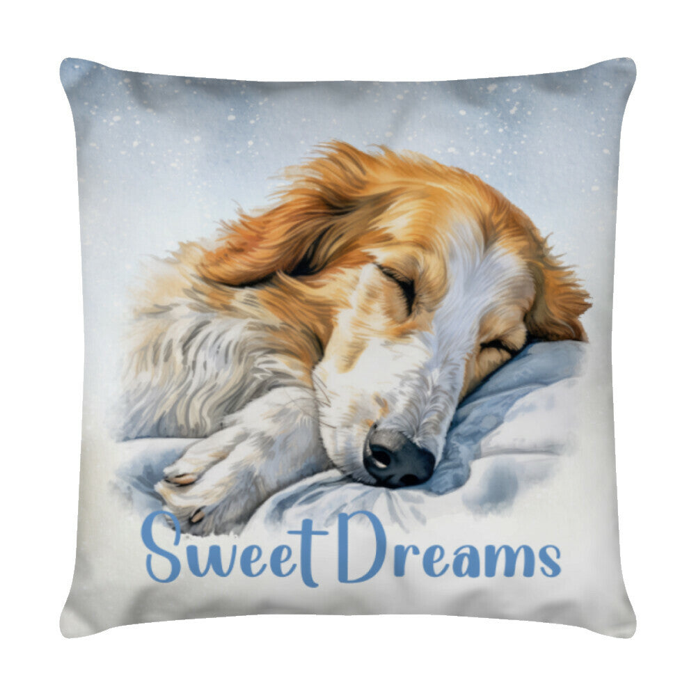 Kissen "Barsoi - Sweet Dreams" Weiß – hunde-shirt.de