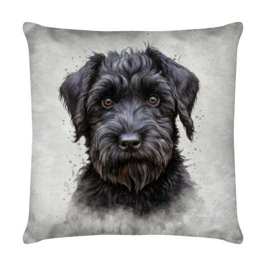 Kissen "Black Russian Terrier - Blick" Weiß – hunde-shirt.de