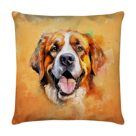 Kissen "Bernhardiner - Waldspaziergang" Weiß – hunde-shirt.de