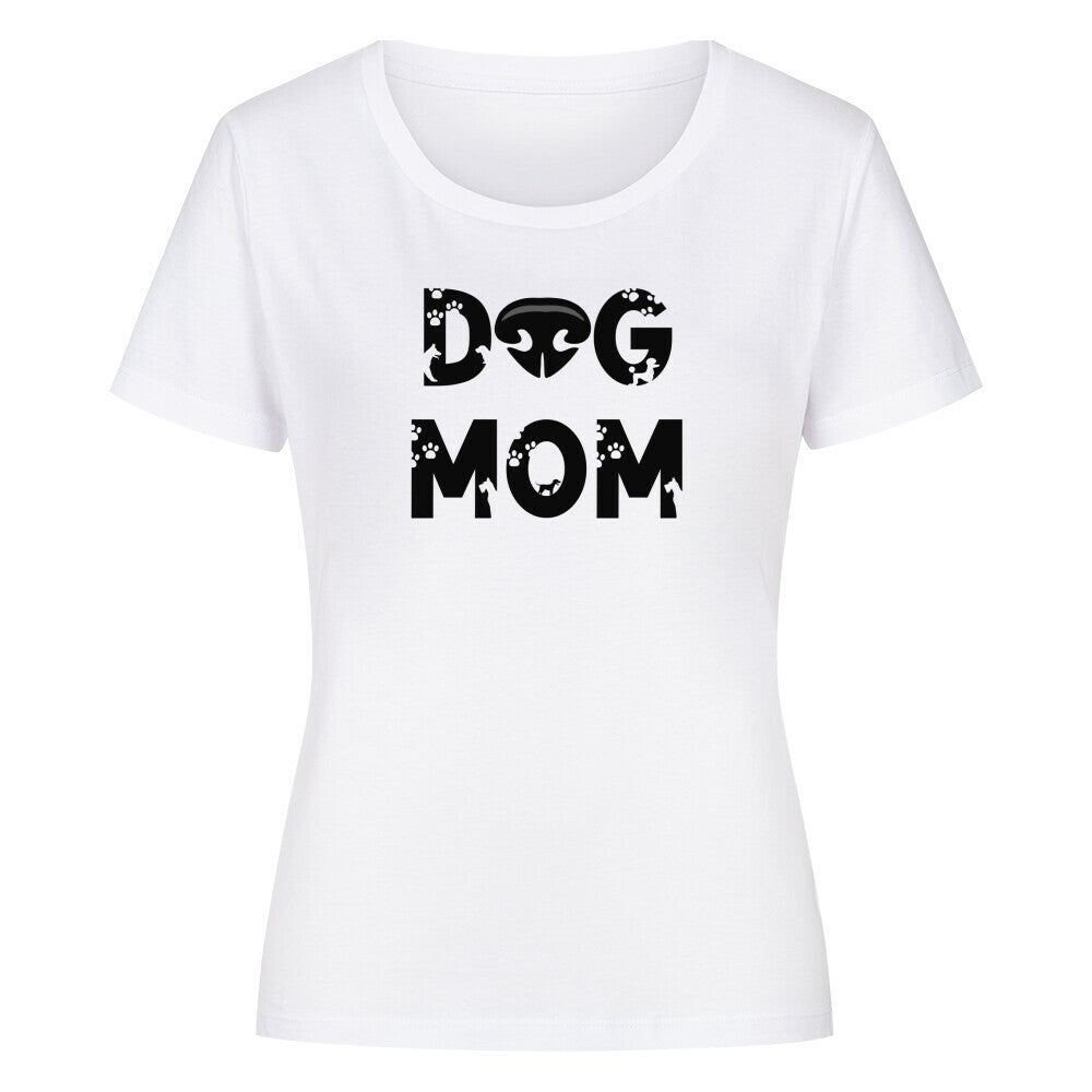 Premium Organic Damen-Shirt "DOG MOM" Weiß – hunde-shirt.de
