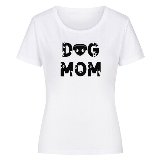 Premium Organic Damen-Shirt "DOG MOM" Weiß – hunde-shirt.de