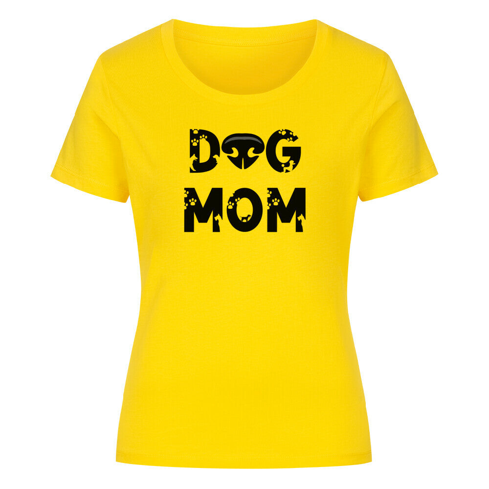 Premium Organic Damen-Shirt "DOG MOM" Golden Yellow – hunde-shirt.de