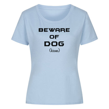 Premium Organic Damen-Shirt "BEWARE..." Sky Blue – hunde-shirt.de