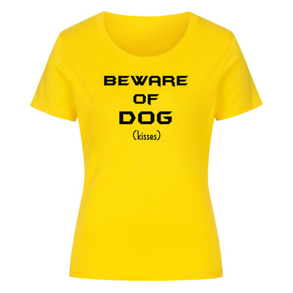 Premium Organic Damen-Shirt "BEWARE..." Golden Yellow – hunde-shirt.de