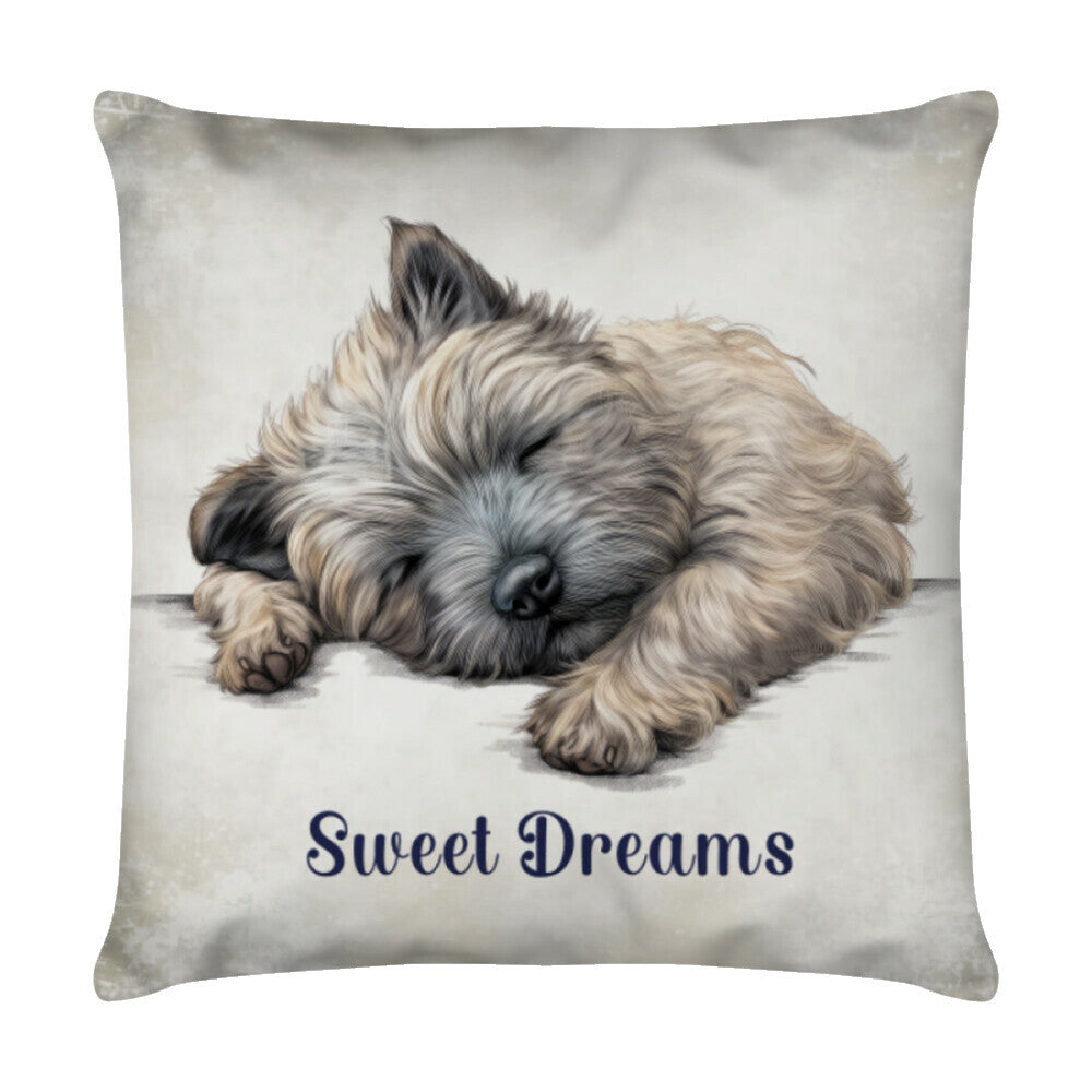 Kissen "Cairn Terrier - Sweet Dreams" Weiß – hunde-shirt.de