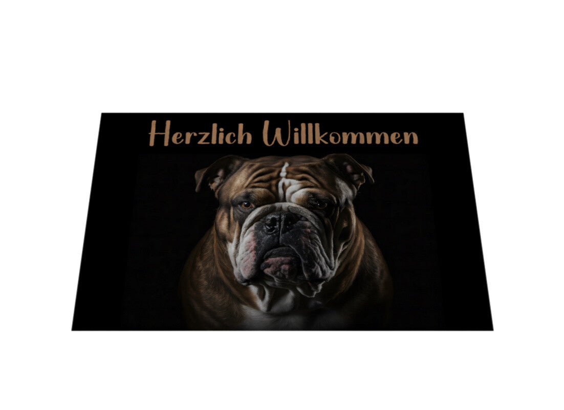 Fußmatte "English Bulldog - Herzlich Willkommen" – hunde-shirt.de